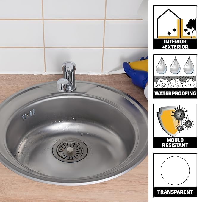 سيكا 6 قطع 117 مادة مانعة للتسرب من السيليكون الصحي المضاد للفطريات مع مسدس سيليكون واحد (شفاف) - Image 5